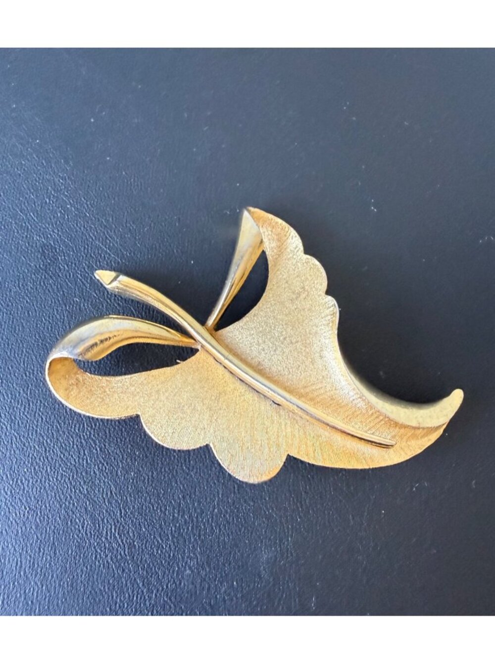 Vintage Gold-Tone Scalloped Butterfly Brooch Pin 2.5 Inches